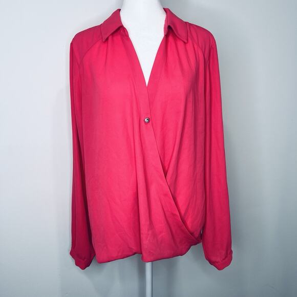 Pink INC Collared Wrap Top Blouse Size 16 Shirt - Picture 1 of 8